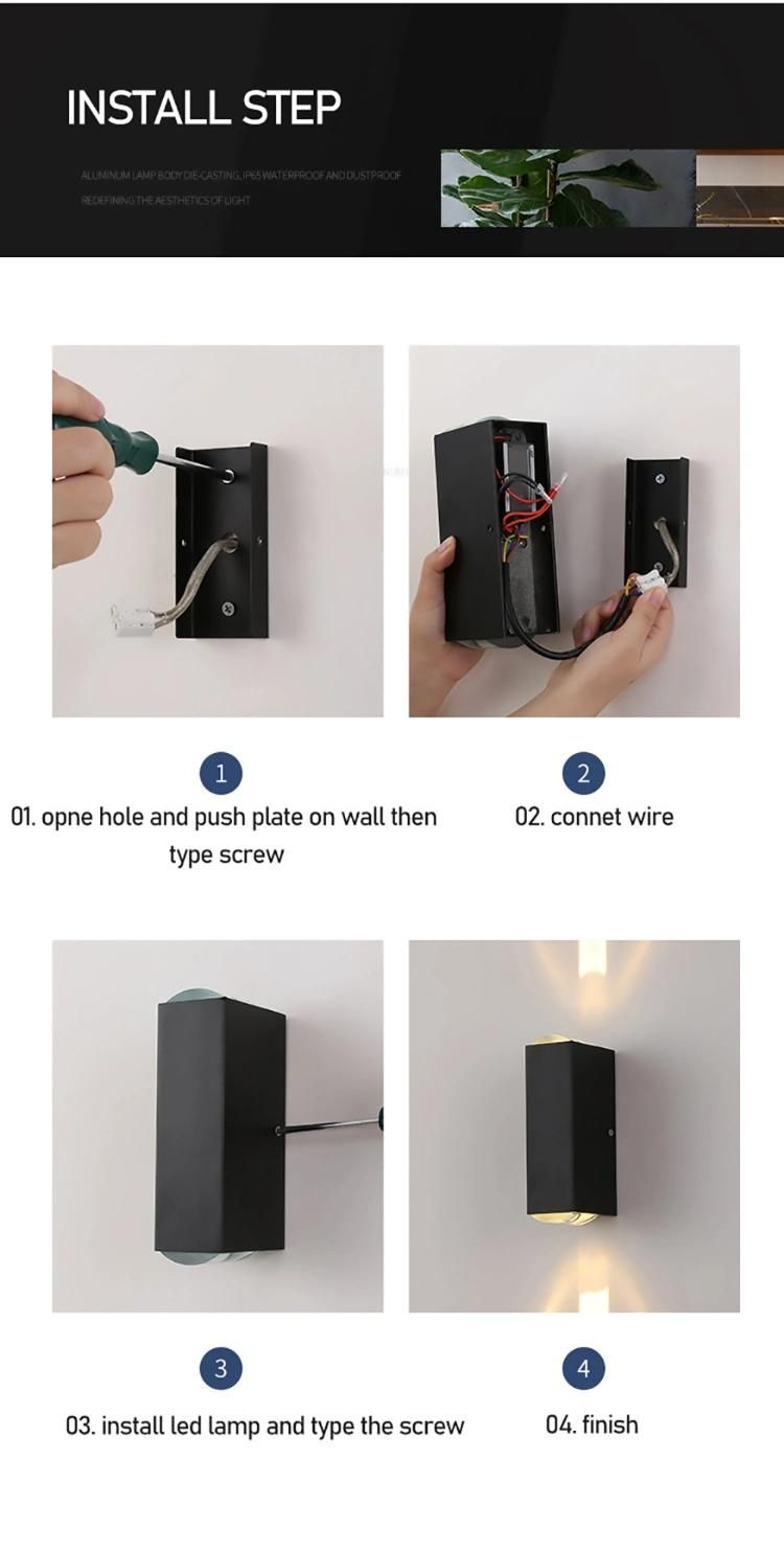 LED Wall Lamp 2021sconce Square Color Reading White Step for LED Wall Light