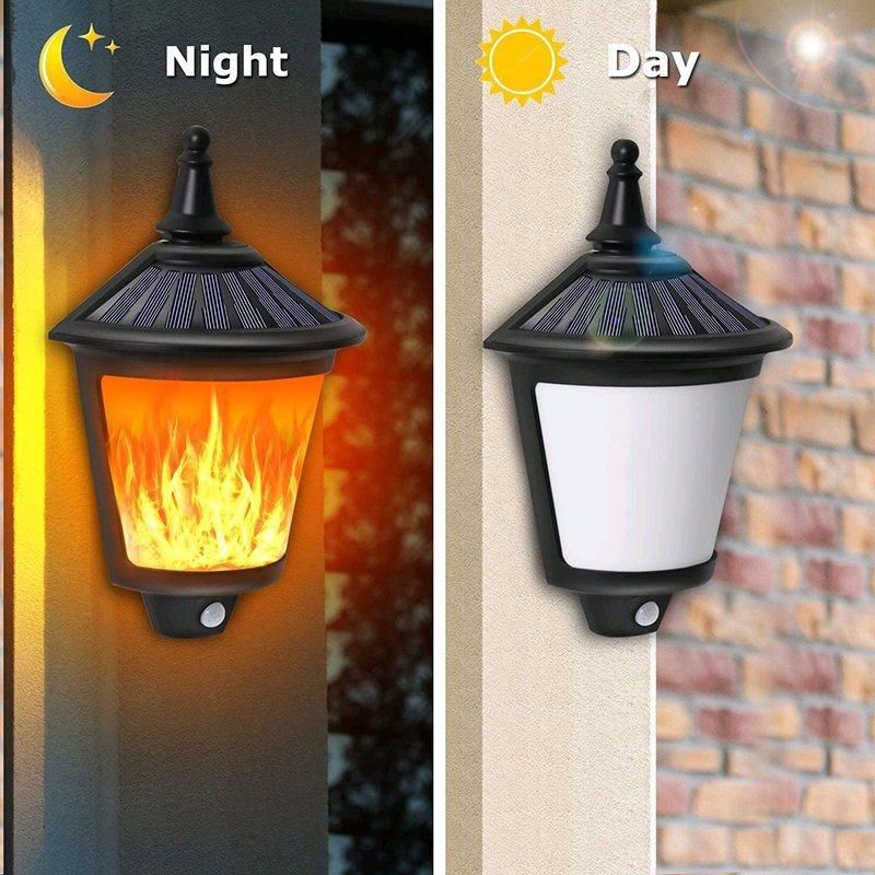 Yard Flickering Flames Wall Lights Outdoor Decorative Solar Flame Hanging Plastic Fire Moving LED Lantern Solar Light