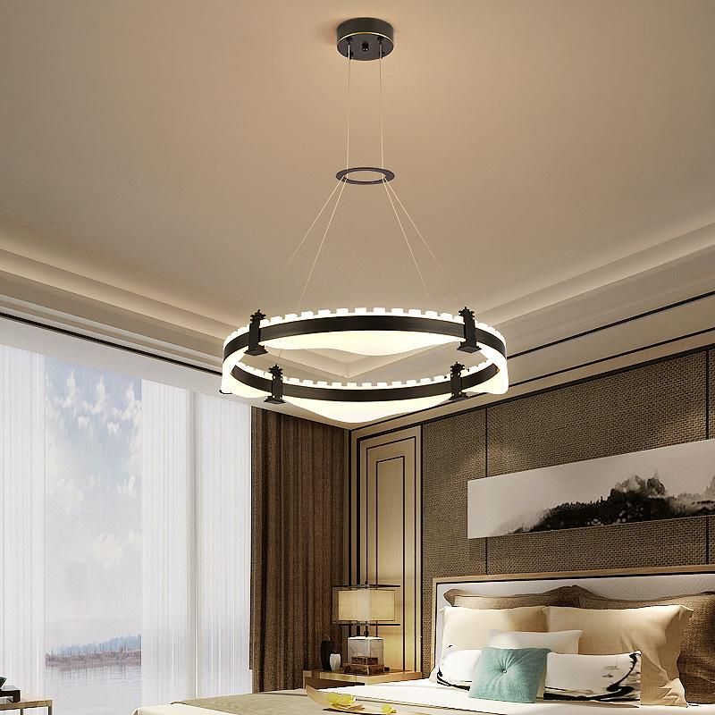2022 LED Pendant Light Modern Chandelier Lighting 2 Rings Adjustable Ceiling Pendant Light