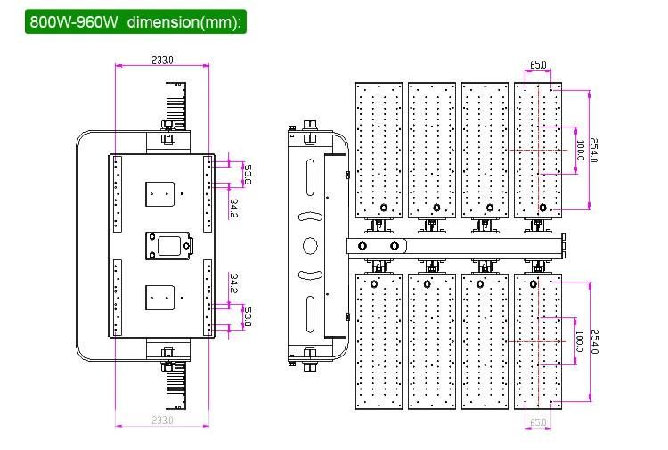 Super Bright High Quality Commercial High Lumen IP65 800W LED Flood Light