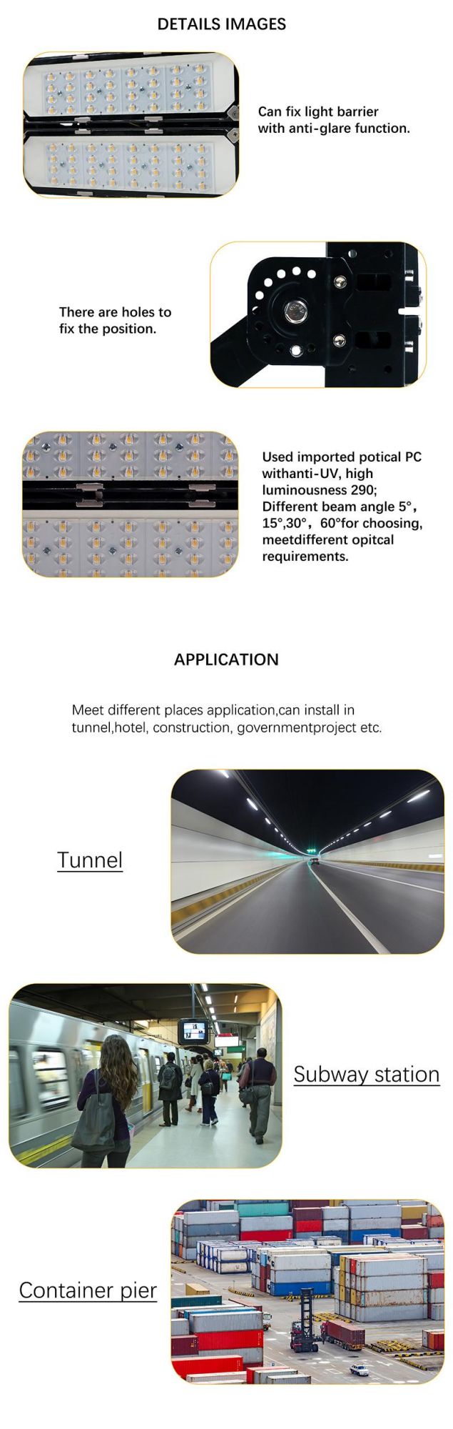 High Quality Fixture Lighting for Tunnel Stadium