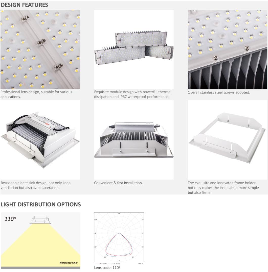 50W 100W 150W 200W LED Recessed Light for Gas Station