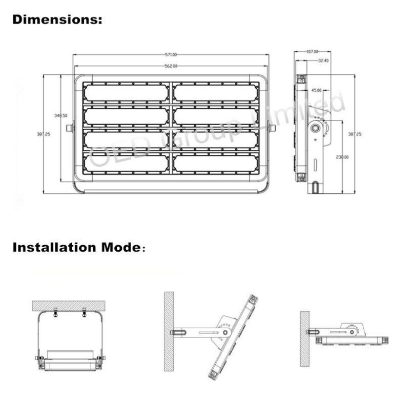 IP66 High mast 400W Outdoor Weather proof LED Flood light for Stadium Lighting