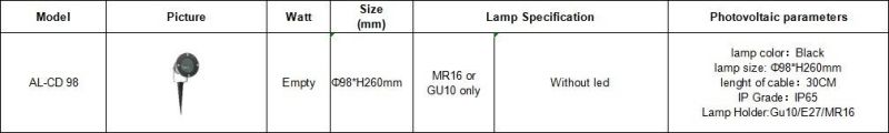 Outdoor Waterproof Adjustable Garden Light IP65 with MR16 or GU10 with Spike