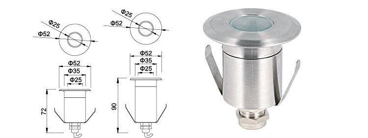 LED in-Ground Driveway Lights Small Hole 52mm Underground LED Light with IP68 12V Garden Lighting