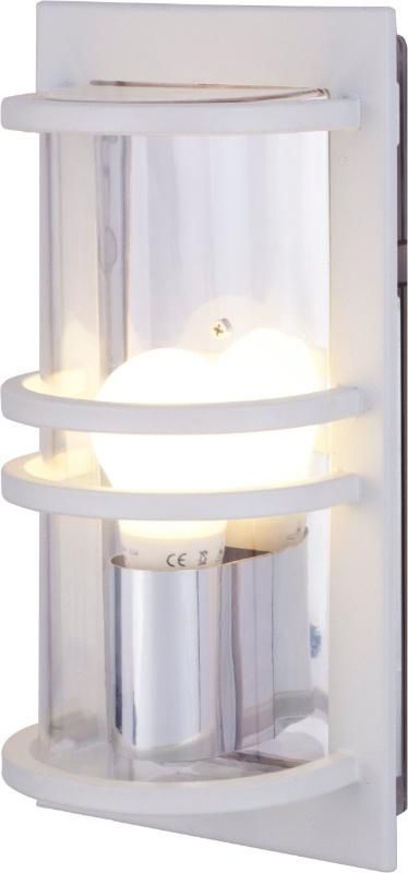 Modern Contemporary Outdoor Wall Sconce Fixture for Exterior House Porch Patio Outside Yard Front Garden Wall Lamp IP54 with Silver Mirror Reflector (White)
