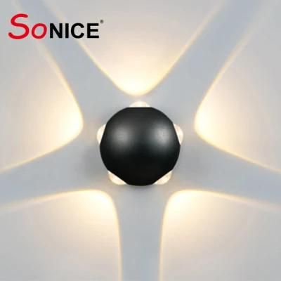 High Luminous Household Hotel Corridor Garden Die Casting Aluminium Ball Shape LED Wall Black up Down Light