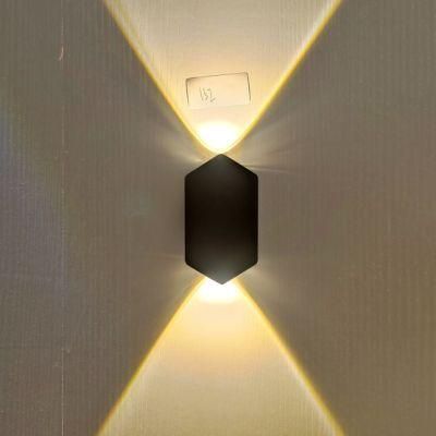 Household Garden Hotel Corridor Waterproof Die Casting Aluminium LED SMD Hexagon Contemporary Outdoor Wall Lights
