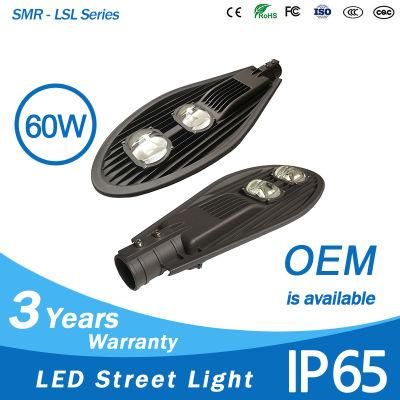 Factory Outdoor Road Lamp 60 Watt 150lm/W COB Dimmable LED Street Light