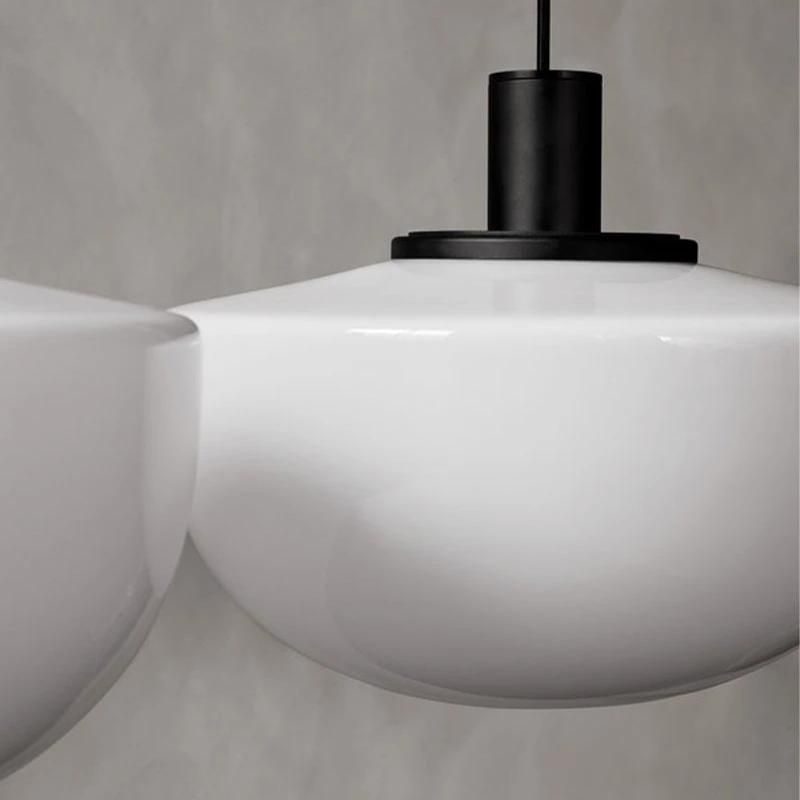 2022 Modern LED Single Dining Room Bedroom White Glass Hanging Pendant Light
