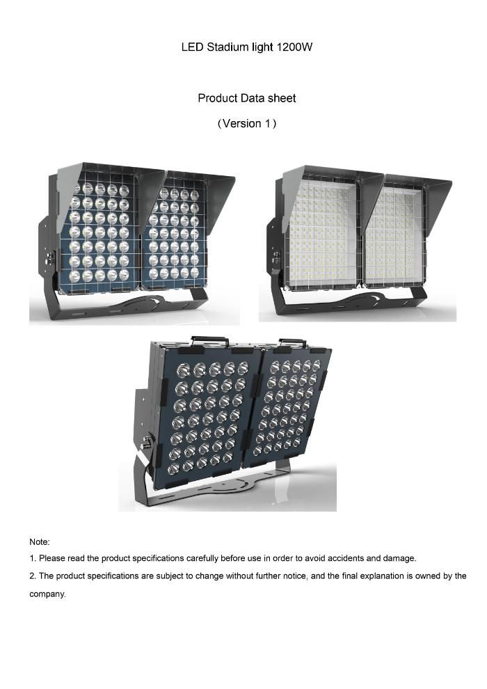 IP65 Rated 1200 Watt Powerful High Power Outdoor Sports LED Area Flood Light