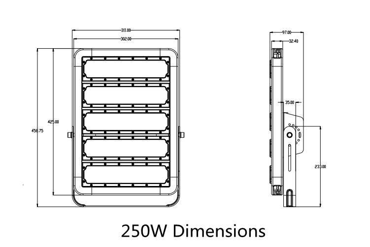 250W Outdoor Tunnel Lighting with 5-Years Warranty