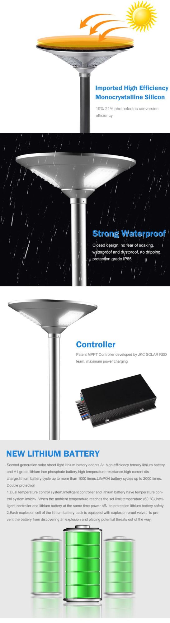 Aluminum Outdoor IP65 Waterproof Time Controller 20 30 50 Watt Intelligence Solar LED Street Light