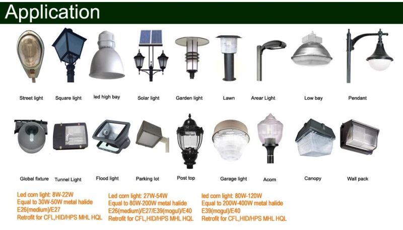 High Lumen 125lm/W E26/E27e39/E40 8W/10W/14W/18W/22W/27W/36W/45W/54W/80W/100W/120W/150W/180W/200W LED Corn Light