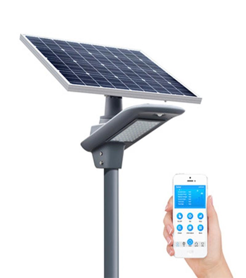 Outdoor Split Road Detached Solar Powered Remote Control Dusk to Dawn Work LED Solar Street Light Mobileapp Bluetooth Remote Control and Convenient Installation