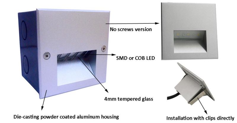 Square Recessed LED Stair Light IP65 LED Wall Light Waterproof LED Wall Lamp LED Park Light Wall Mounted LED Light LED Wall Recessed Light (JP817067)