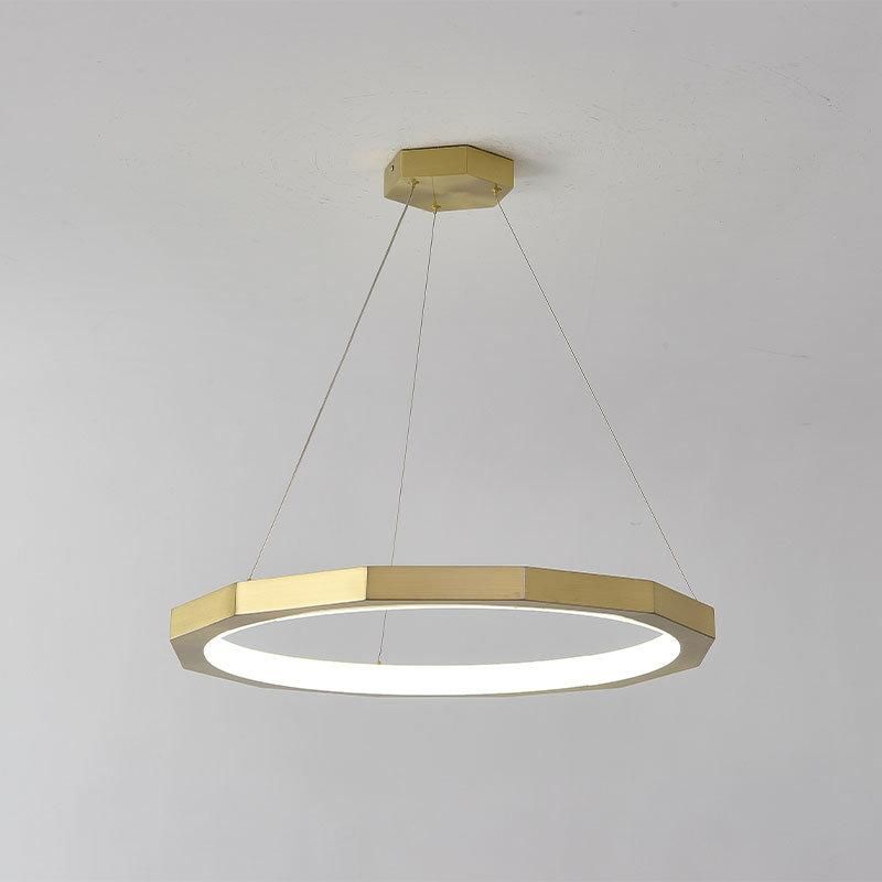 2022 Hot Sale Living Room Modern Round Shape Chrome Gold Big LED Chandelier Pendant Light