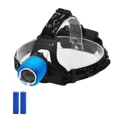 High Power Head Lamp Blue Rechargeable LED Head Torch Waterproof Zoom 10W T6 LED 18650 Battery LED Headlamp