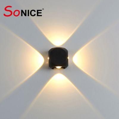 Waterproof High Luminous Die Casting Aluminium Cube RGB Brass Color Outdoor Wall LED Light for Household Hotel Corridor Garden