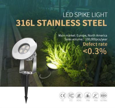 IP68 24V Lawn Light Outdoor Garden 3W Insert Ground LED Pin Light