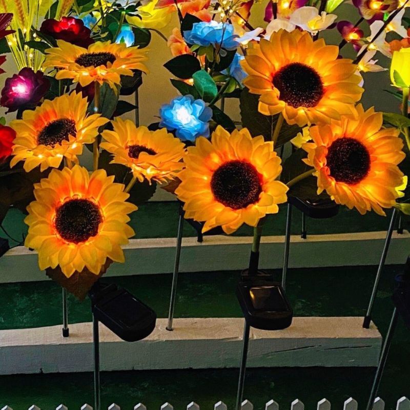 Christmas Garden Solar Sunflower Stake Light Garden Decorative Outdoor Waterproof Ground Solar Flower Light