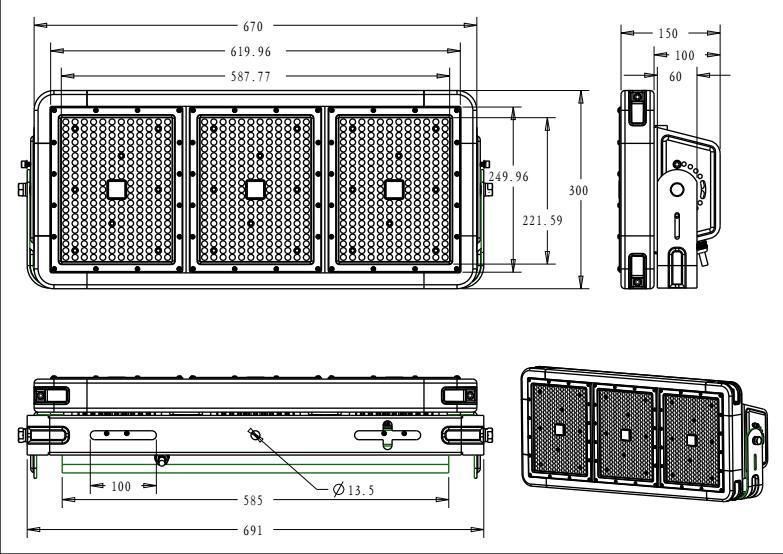 2019 High Power LED Statium Light 540 Watt, IP68 Module LED Flood Light 180W with 5 Years Warranty