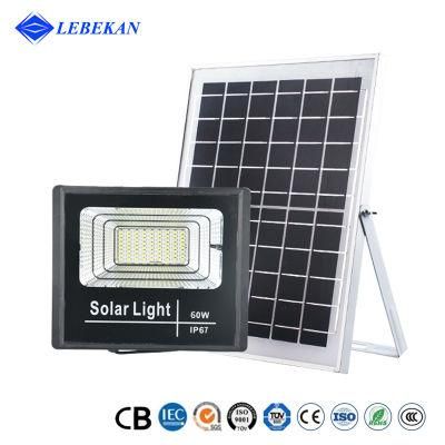 China Supplier High Power Iluminacion 60W 100W 200W IP66 6500K Garden Wall Solar Panel Flood Light Exterior Lampara Solar Reflector