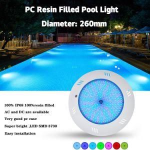2020 Hot Sale Switch Control 12V 18W Nichless Flat Wall Mounted Resin Filled LED Swimming Pool Light for Intex Pools or Theme Pools