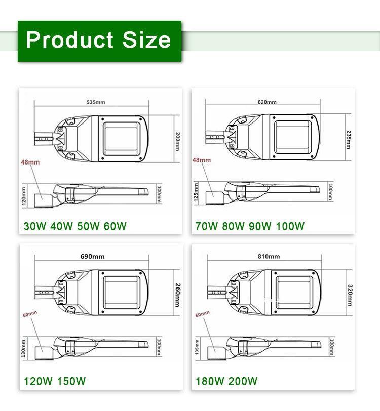 80W Outdoor IP66 Waterproof Aluminum Ce RoHS SAA LED Street Light