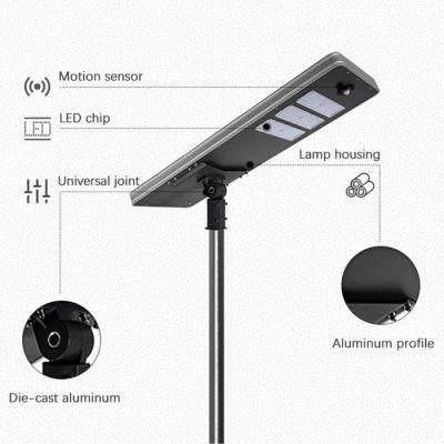 High Lumen Energy Saving IP65 Waterproof Outdoor 80W Adjustable All in One Solar Street Light