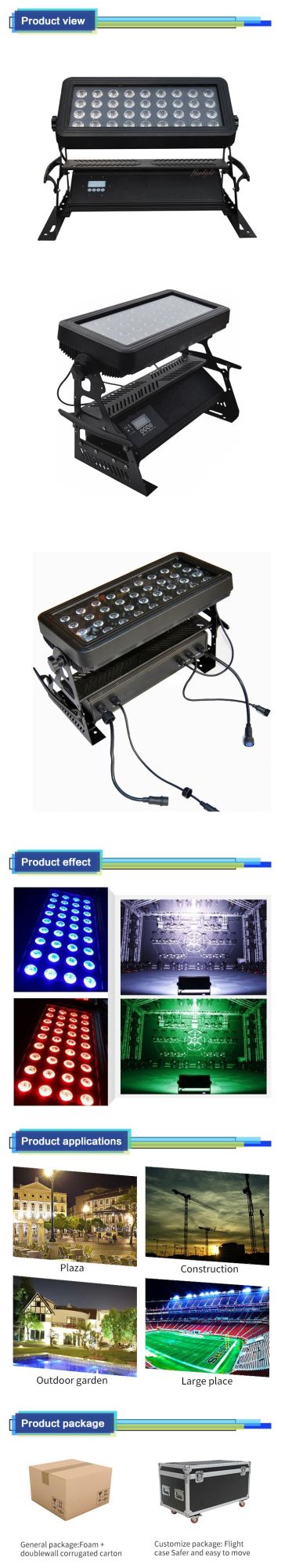 IP65 LED Dance Floor Price 36PCS RGBW City Color Wall Washer Floodlight