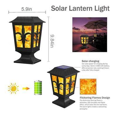 Outdoor IP 65 Factory Outdoor Solar Wall Lights Fire Flame Waterproof Garden Lamp LED Outdoor Wall Lamps Solar Power Station