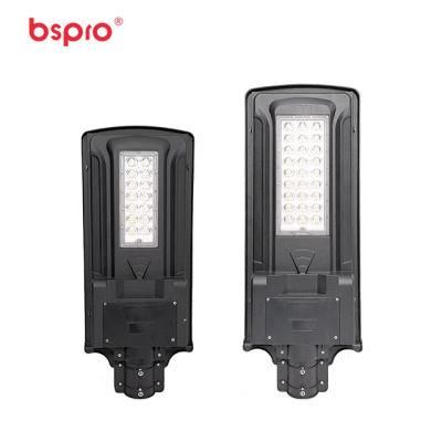 Bspro All in One Smart Lighting Lamp Outdoor IP65 High Power Black Pathway Lighting Solar Street Light