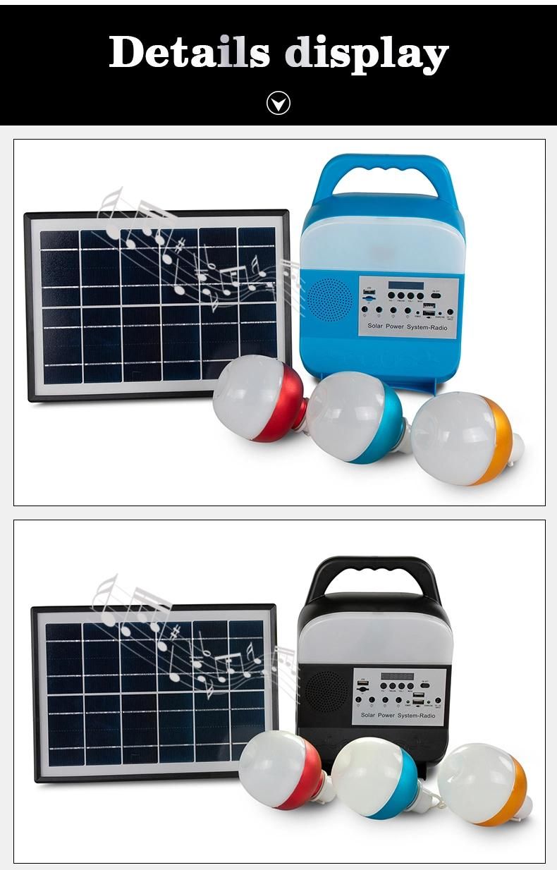 Solar Energy Lighting System 10W Mini Solar Lighting Kits with Radio FM and MP3