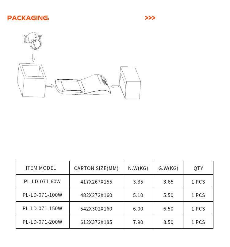 CB ENEC CE Rhos Certification Outdoor IP66 30W 40W 50W 60W LED Street Light