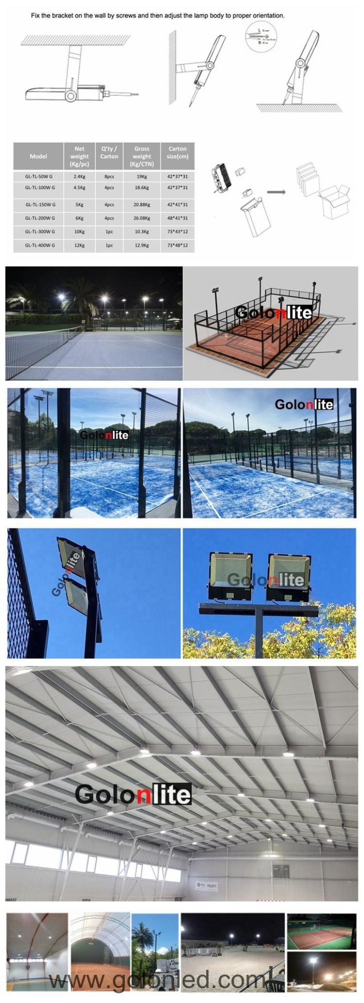 Ce High Quality 150W 200W LED Light for Tennis Court