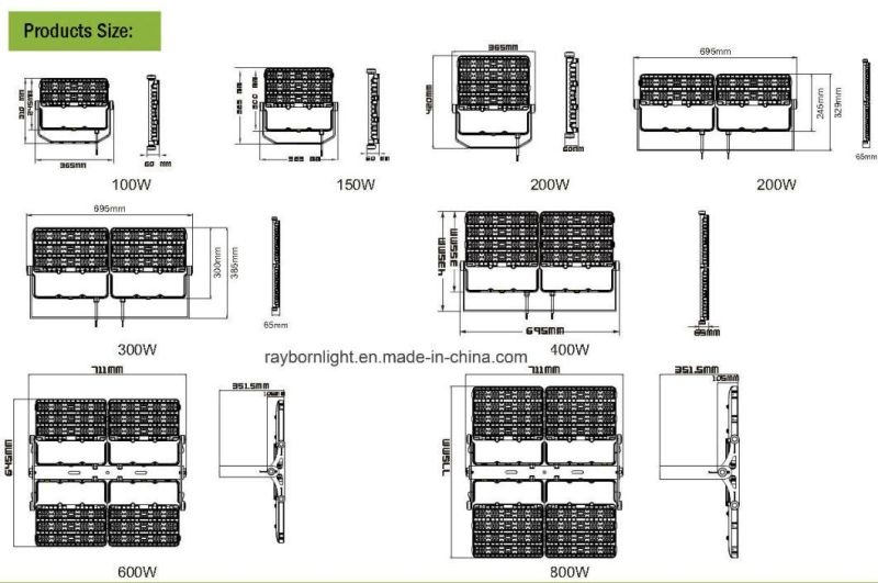 Asymmetric Outdoor Spotlight Soccer Field LED Floodlight 300W/400W/600W/800W for Fifa