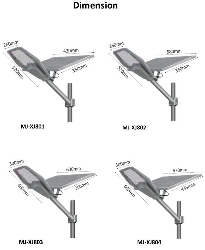 100W 200W 300W 400W All in Two Intergrated Split Solar Panel LED Street Light