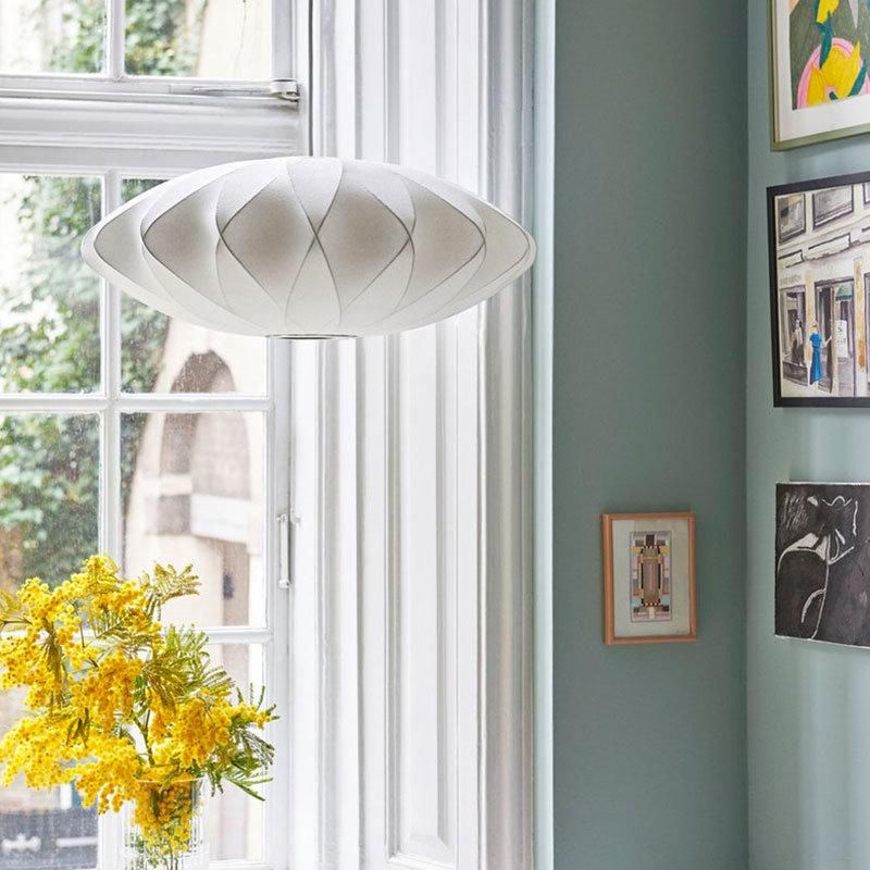 2022 Wholesale Indoor Use Simple Modern Lamp Metal & Silk Oval Ball LED Chandelier Pendant Light