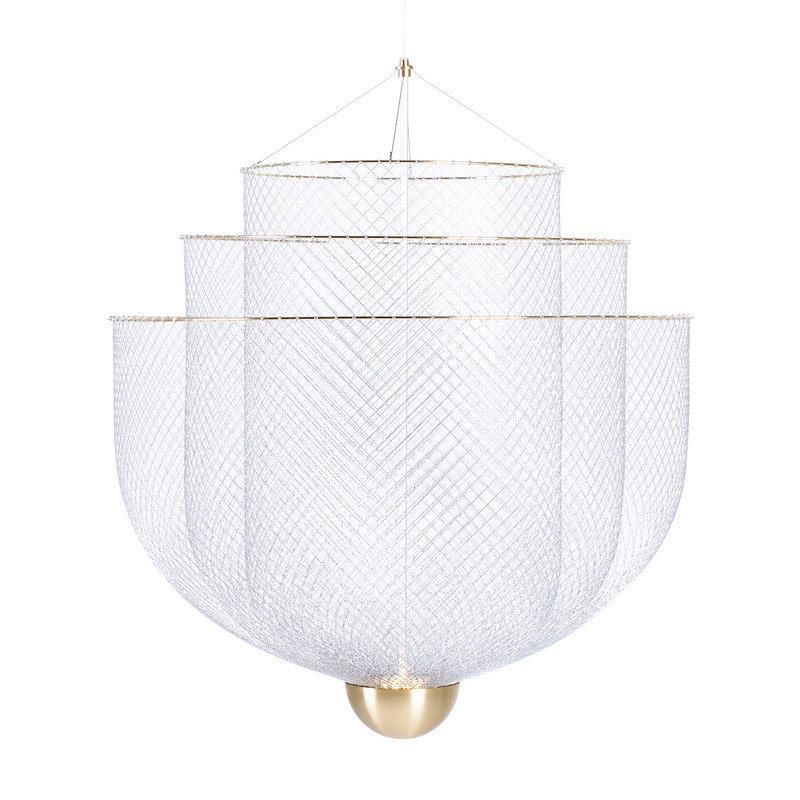 2022 Modern Iron Mesh LED Pendant Lamp Brass Chrome Hanging Ceiling Lighting Chandelier Pendant Light