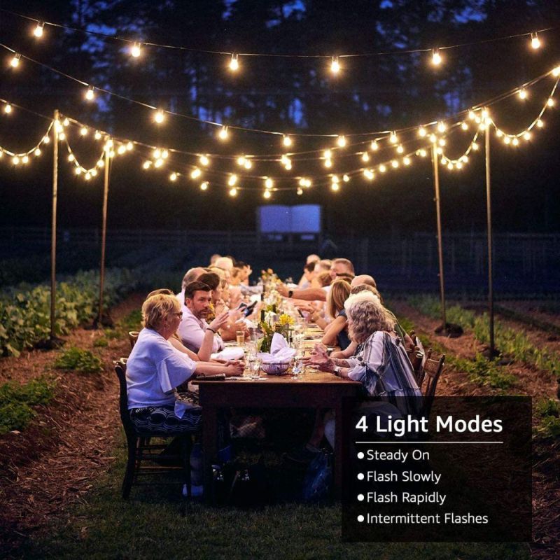 LED Outdoor Decoration String Lighting 25FT 48FT Christmas Lights Fairy Festival Holiday Light with E27 E26 E12 S14 G40 Bulb for Wedding Party Cafe Garden