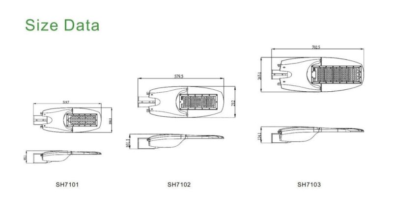 100W LED Street Light Fixtures with Streamline Design