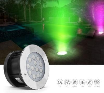 9W 24V DMX512 Control LED Underwater Light IP68 Waterproof SS316L Stainless Steel LED Ground Light Pool Lighting