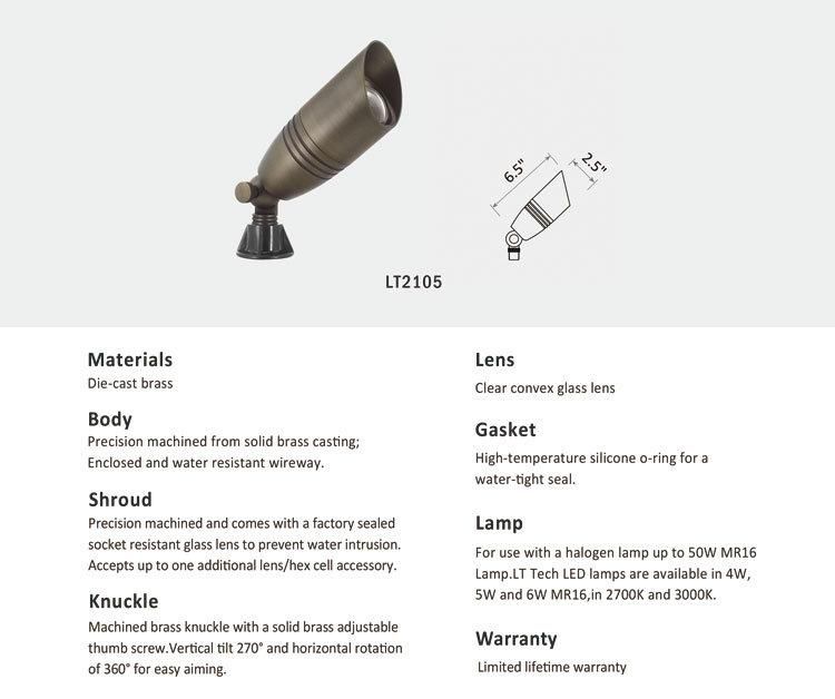 Brass Landscape Lighting for MR16 Bulb