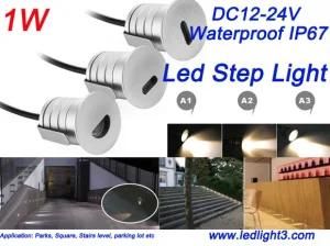 Mini 1W LED Inground Lighting Step Light IP67waterproof DC12-24V LED Lamp Three Ways of Lighting Outlet