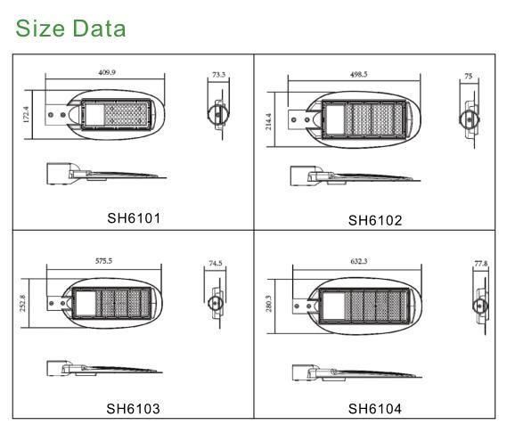 Road Street Lamp 50W/100W/150W/200W/250W LED Street Light 3 Year Warranty