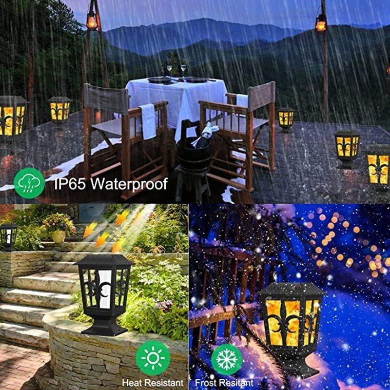 Outdoor IP 65 Factory Outdoor Solar Wall Lights Fire Flame Waterproof Garden Lamp LED Outdoor Wall Lamps Solar Power Station