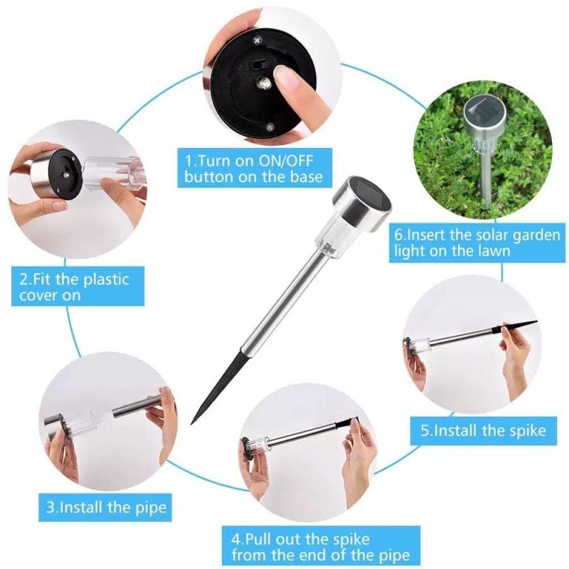 Outdoor Solar Lawn Ground Plugged Light Courtyard Garden Decoration Stainless Steel Landscape Lamp LED Lighting Waterproof Garden Lights