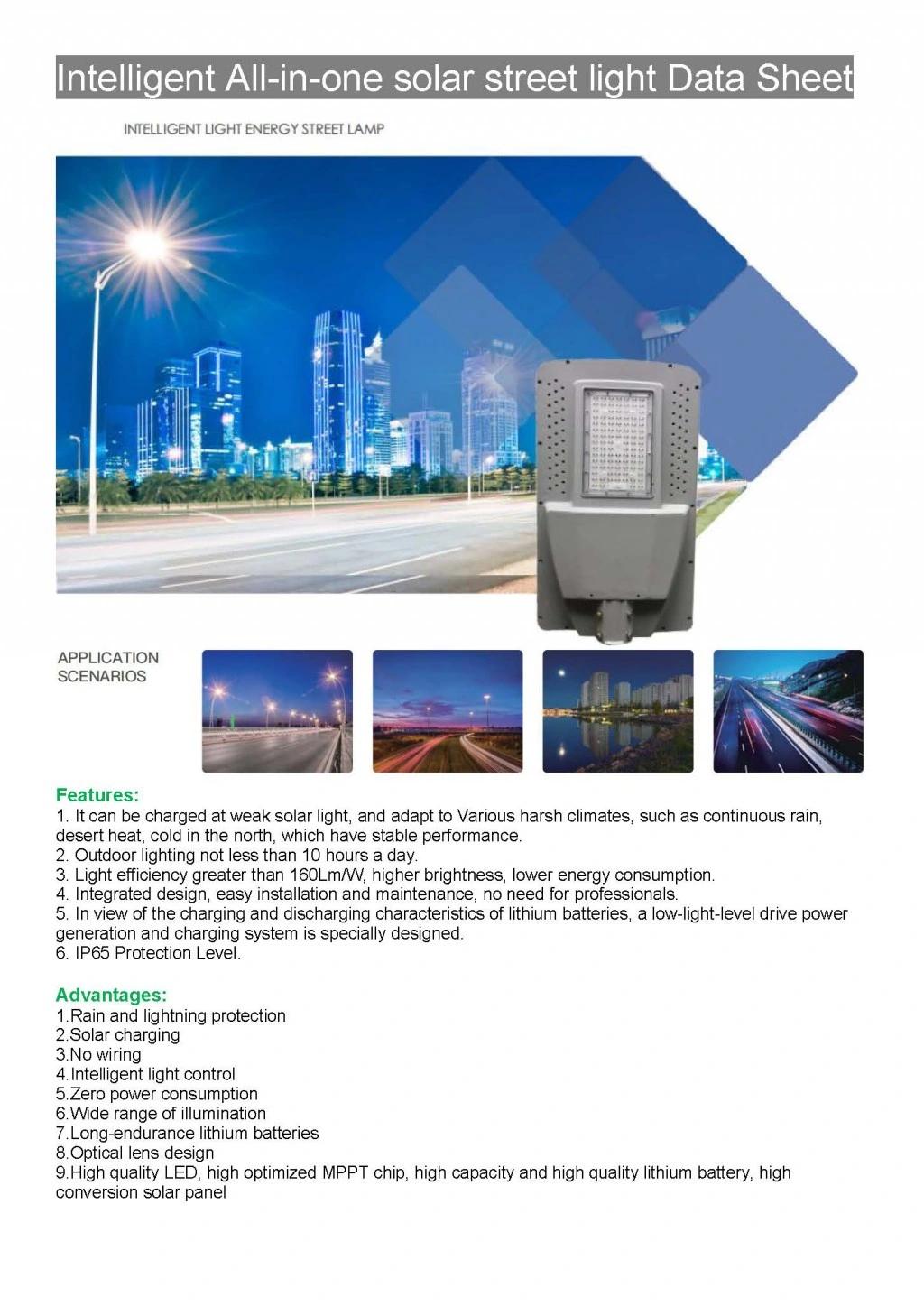 30W All in One Integrated Solar LED Street Light 140lm/W