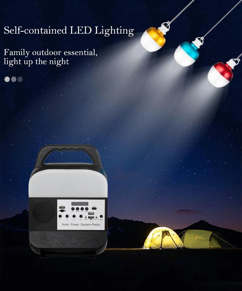 Solar Home Lighting System Emergency Power Supply/Camping Power Supply/Remote Area Solar Lighting with Charging Line